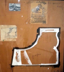 Claes Odenburg - Profile Study of Toilet Base - Compared to a Map of Detroit & Mt. Sainte Victoire by Cezanne, 1966